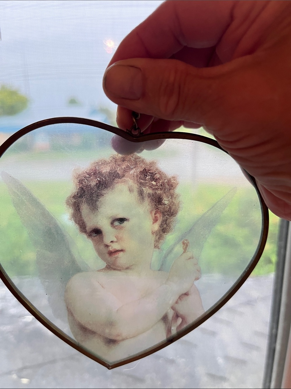 Vintage 1996 sweet slumber Bessie Pearse heart  shaped  Angel Sun-catcher -